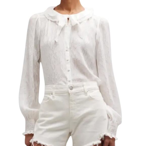 NWOT Paige Dianna Ruffle Silk White Blouse – Sz Small - Picture 1 of 15